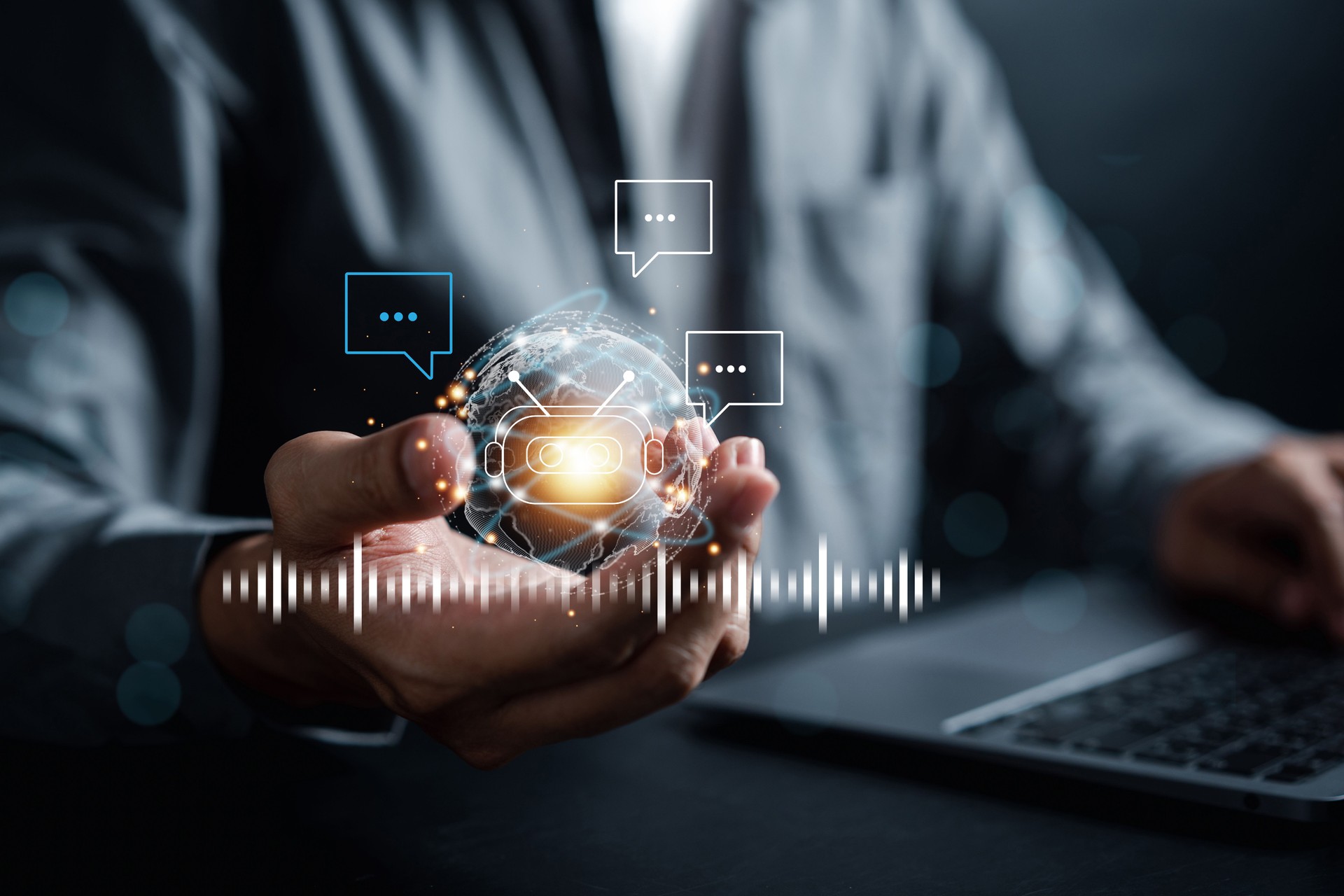 Businessman using chatbot in smartphone intelligence Ai.A.I. Chat with AI Artificial Intelligence, developed by OpenAI generate. Futuristic technology, robot in online system.